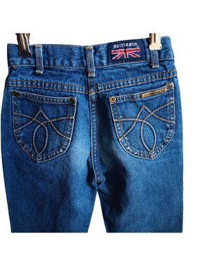 Vintage 1980's Jeans Girls 10 22x26 BRITTANIA DISCO EMBROIDERED POCKET DENIM